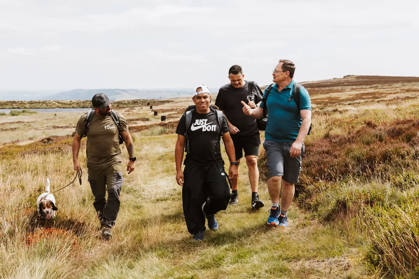 A guided group crossing Ilkley Moor