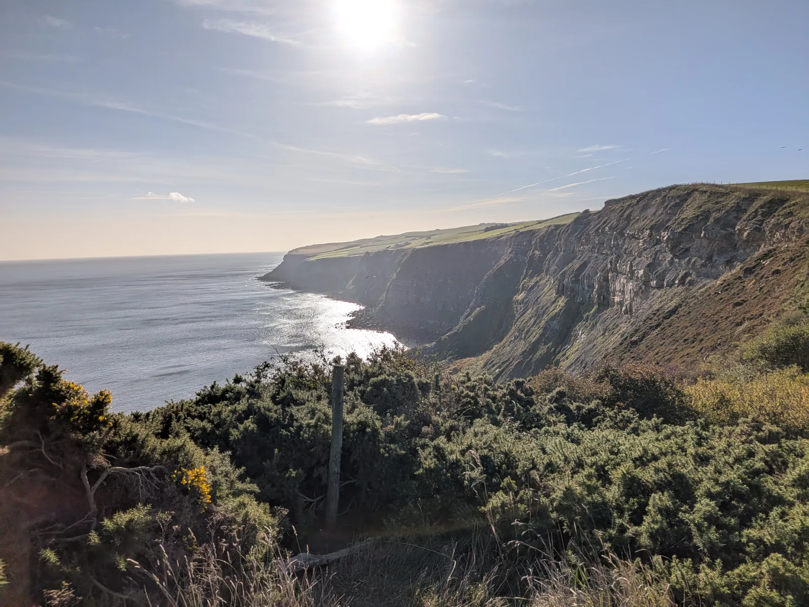 The North Sea coastline curving away towards Whitby