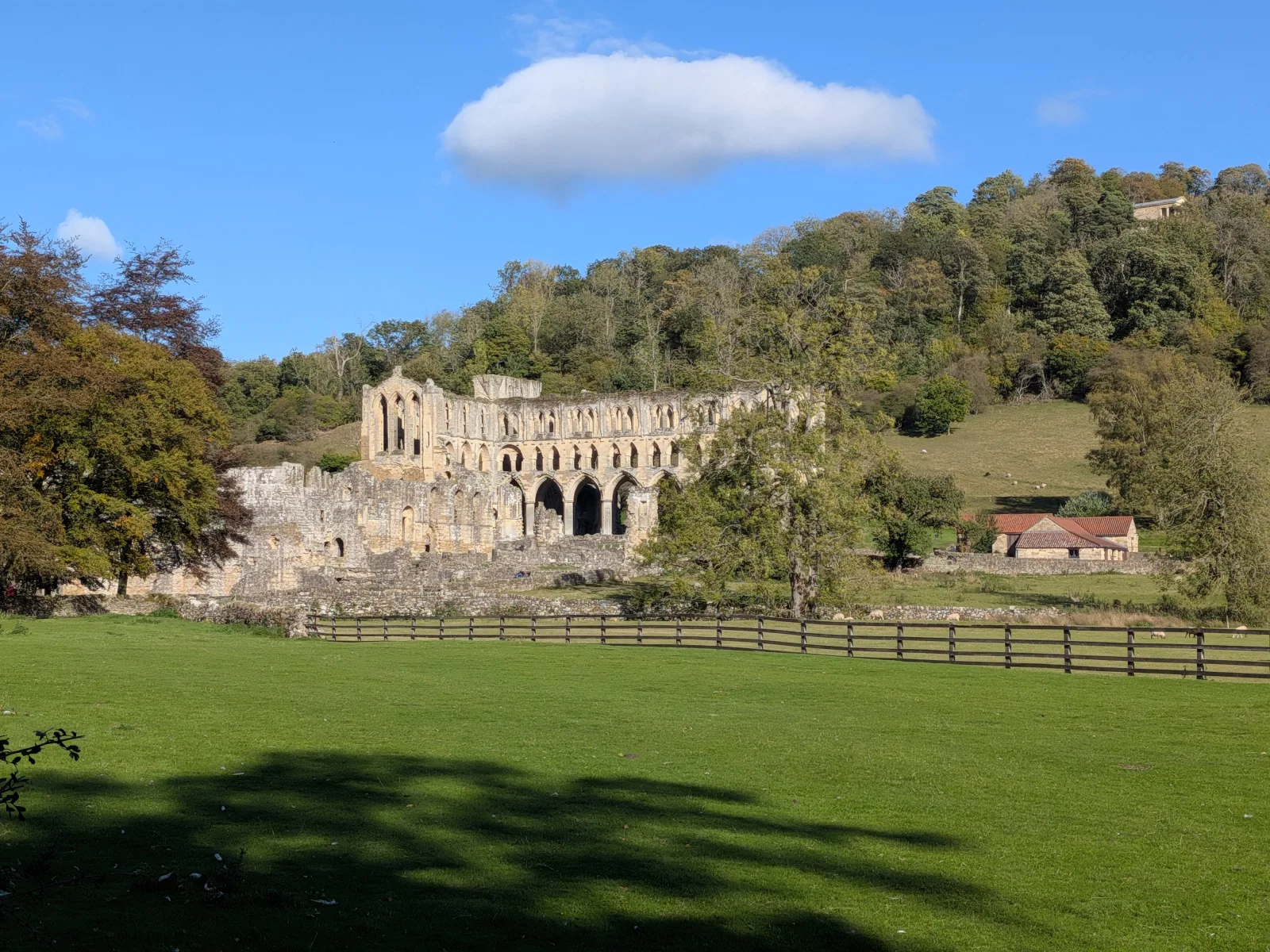 Rievaulx Abbey ruins in the Ryedale valley